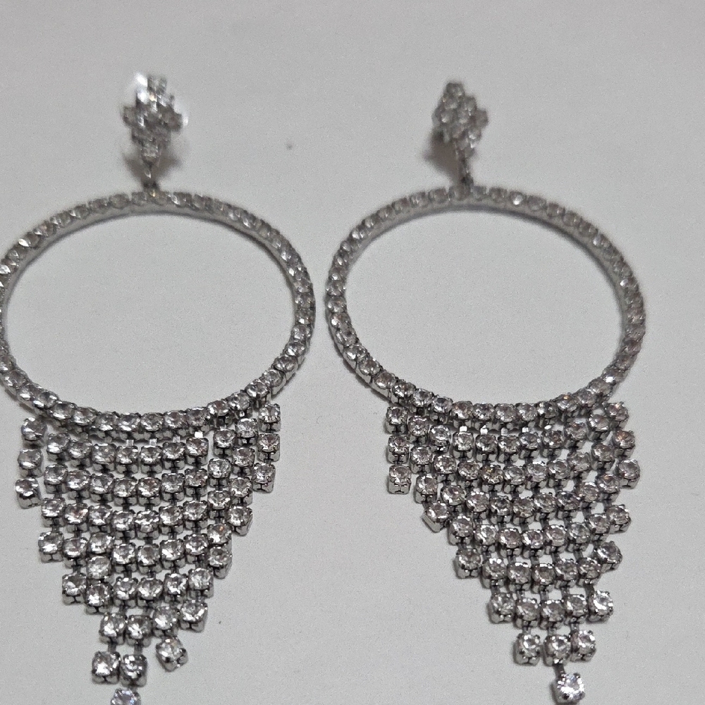 White House Black Market Silver Crystal Earrings